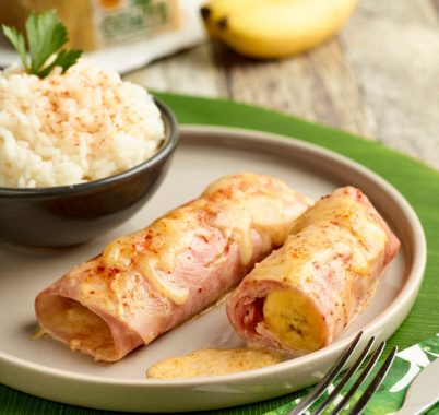 Mini Banana Rolls with Comté Cheese & Ham Roules De Mini Bananes Au Comte Et Jambon Sm