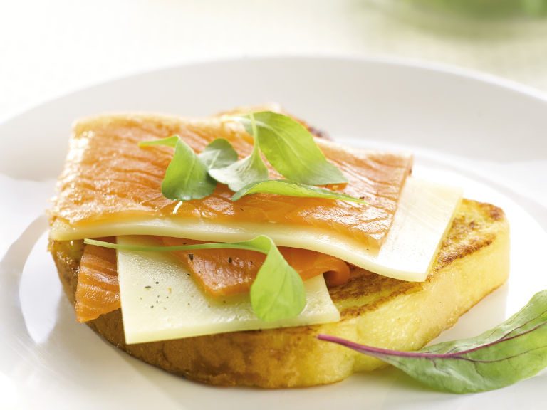 French Toast with Smoked Salmon and Comté Cheese Pain Perdu Saumon Fume Et Comte Cigc Luk Thys Sm